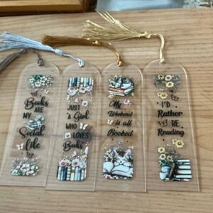 Hand made Set of Four Decorative Bookmarks with Tassels
